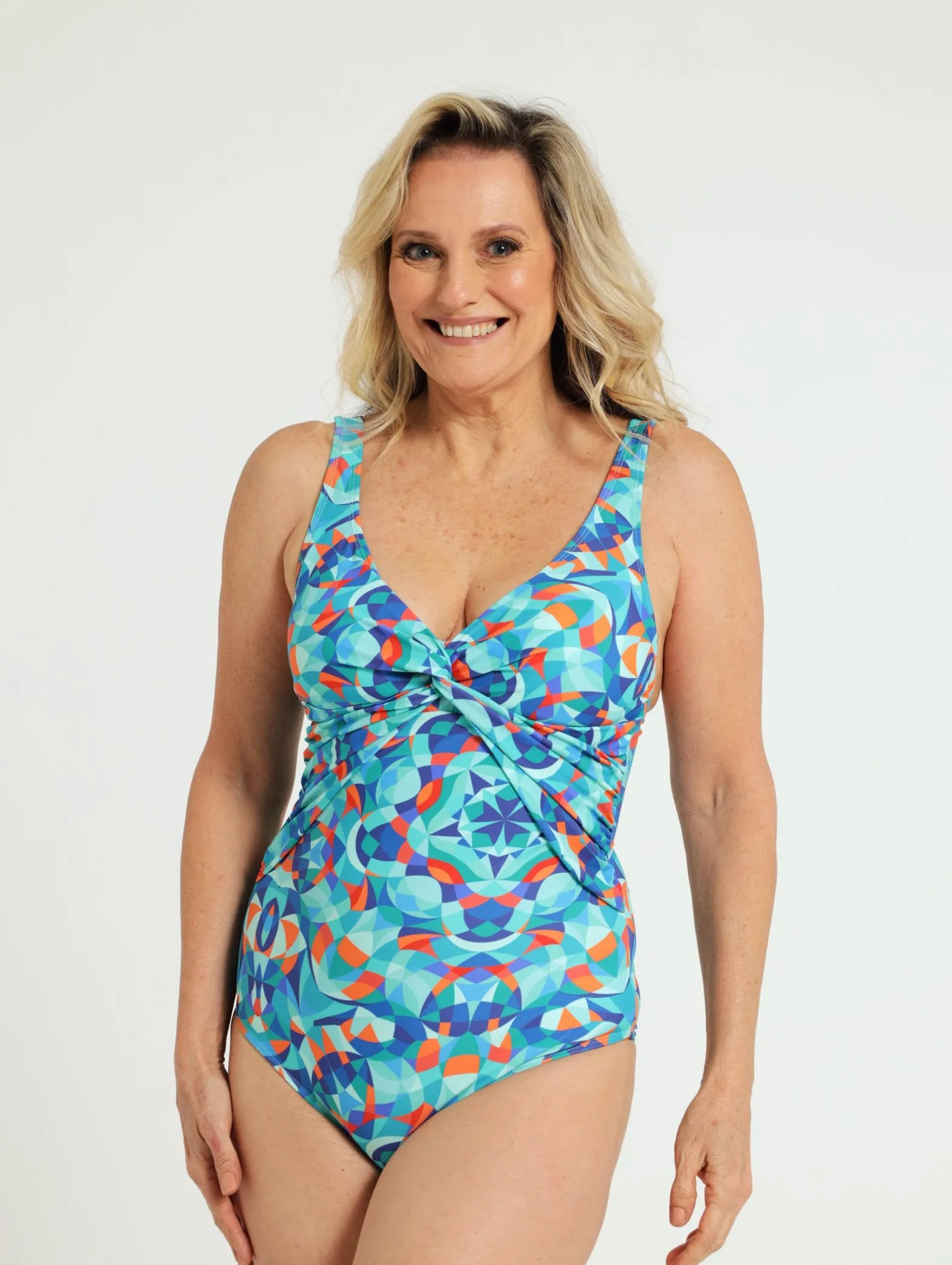 1 Piece Across Bust Swimwear - Blue