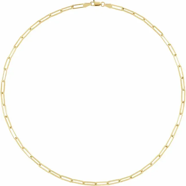 14K Yellow 3.85 mm Elongated Link Cable Chain Necklace