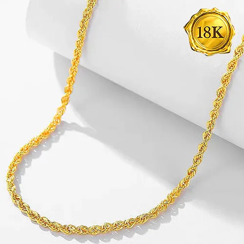 18 INCHES ROPE CHAIN 18KT SOLID GOLD NECKLACE