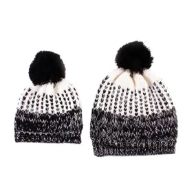 2Pcs 5 Colors Mother Baby Crochet Hats Toddler Kids Boys Girls Knitted Beanie Hat Children Adult Warm Pompon Caps SM6