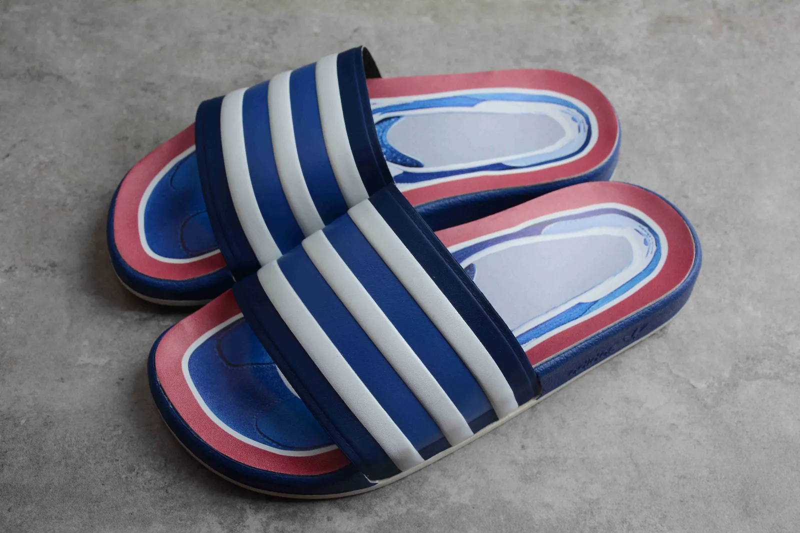 Adidas Adilette Premium Slides Blue Cloud White Hi-Res Red FX4429