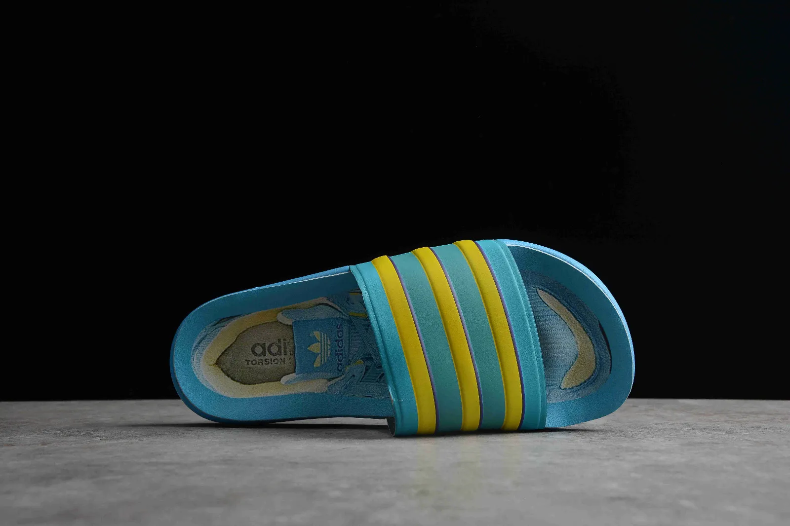 Adidas Adilette Premium Slides light Aqua Bright Yellow Purple FX4379