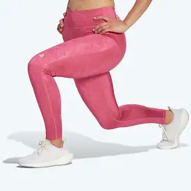 adidas Daily Run Embossed Camo 7/8 Womens Running Leggings Pink Gym Pocket