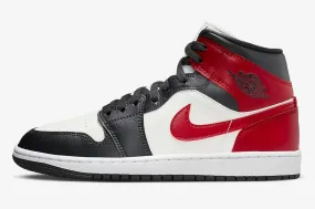 Air Jordan 1 Mid Black Toe Sail Gym Red Off Noir White BQ6472-160