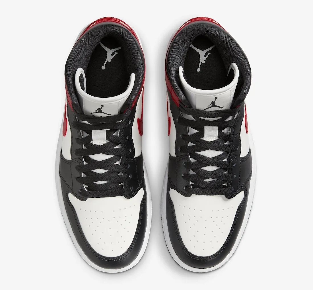 Air Jordan 1 Mid Black Toe Sail Gym Red Off Noir White BQ6472-160