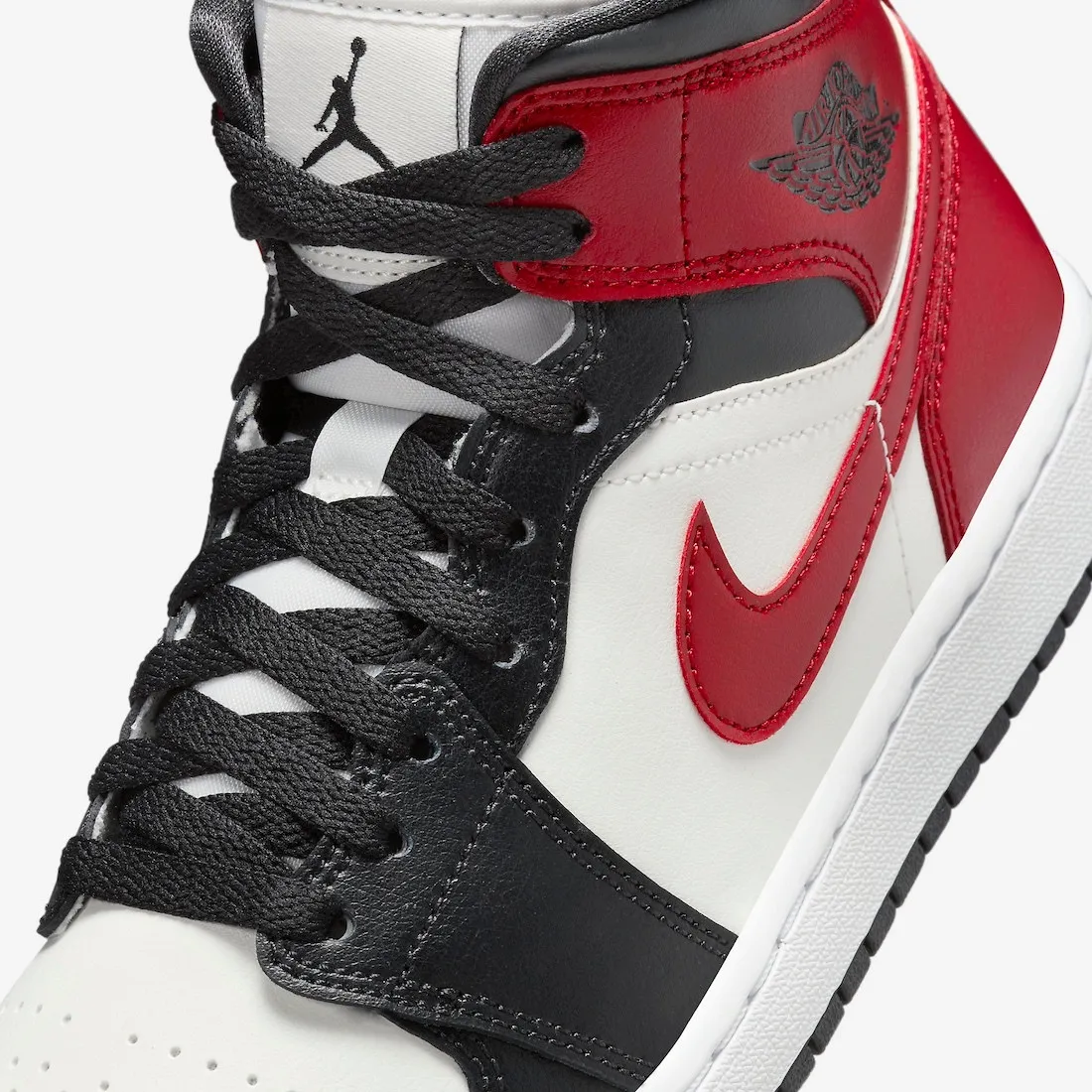 Air Jordan 1 Mid Black Toe Sail Gym Red Off Noir White BQ6472-160