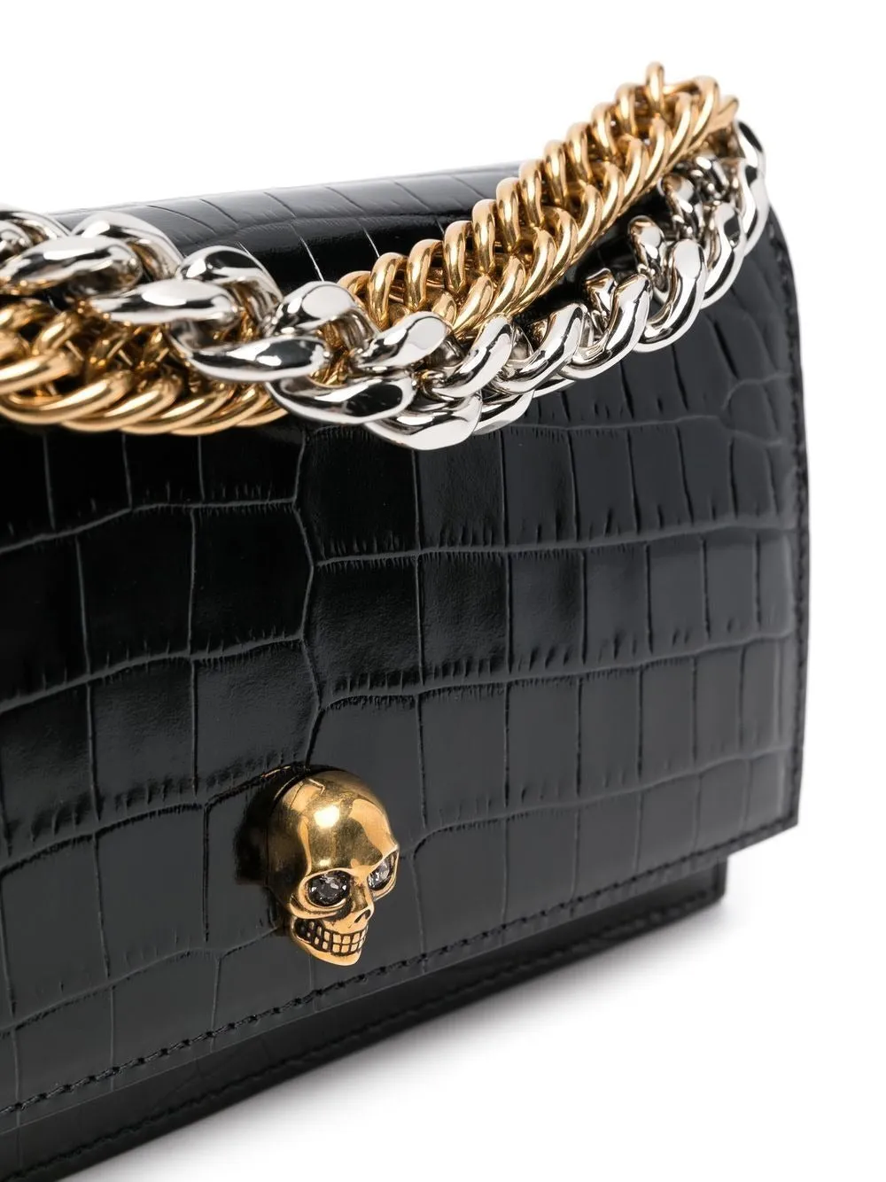 Alexander McQueen Small Skull Bag With Chain in Black