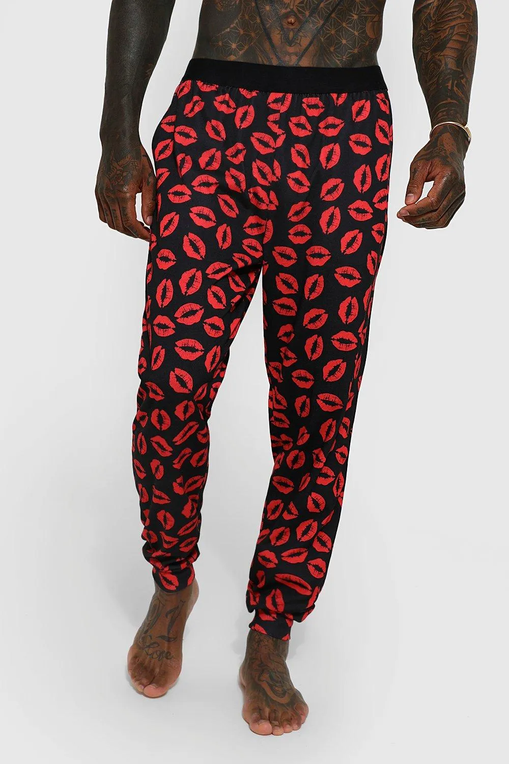 All Over Kiss Print Loungewear Pants