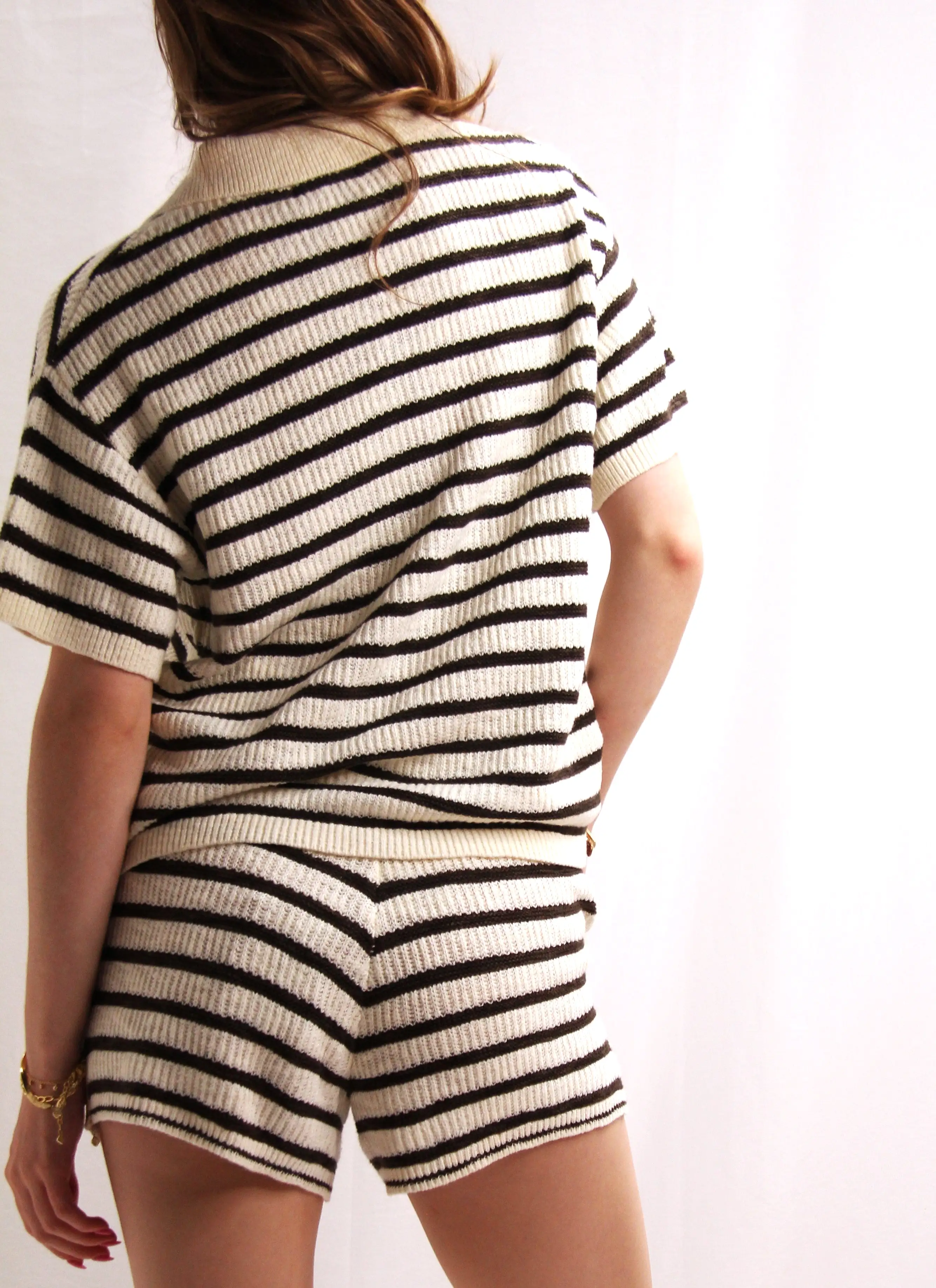 Amanda Top - Cream/Dark Brown Stripe