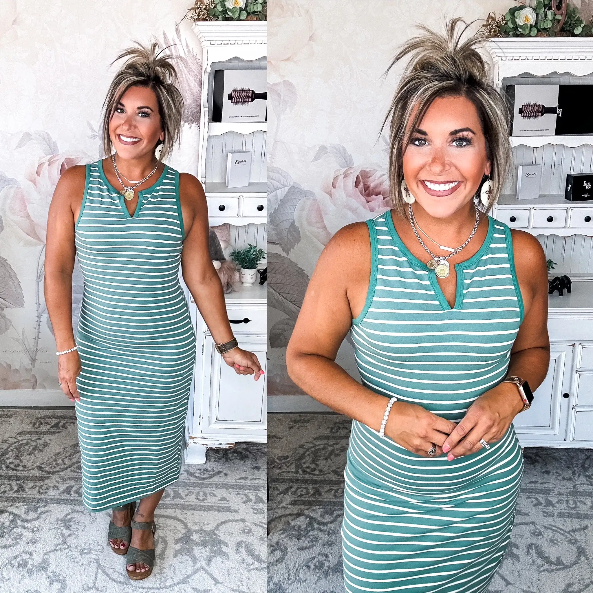 Ampersand Avenue Striped Midi Dress - Sweet Mint