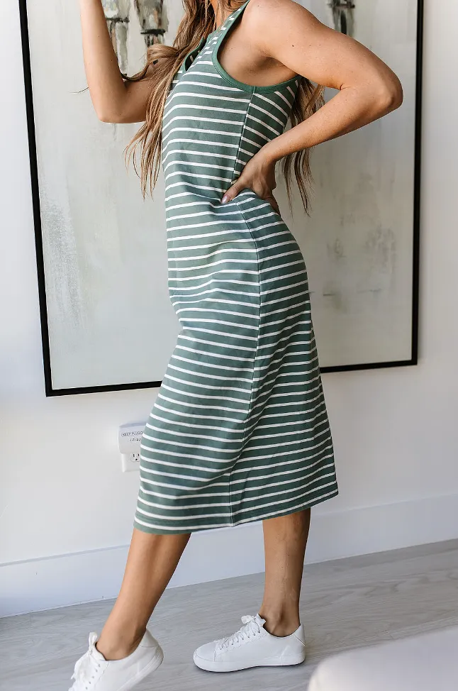 Ampersand Avenue Striped Midi Dress - Sweet Mint