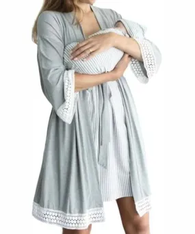 angel maternity Nursing Loungewear + Layette Set In Light Gray