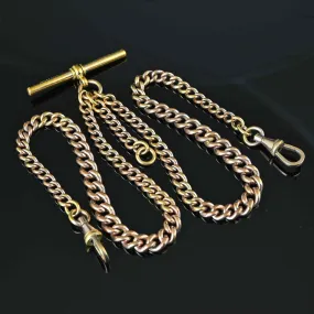 Antique Rolled Gold Double Albert Watch Chain Necklace