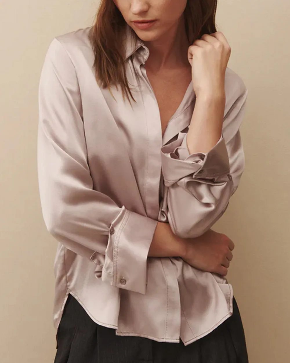 Arctic Dust Silk Boyfriend Shirt