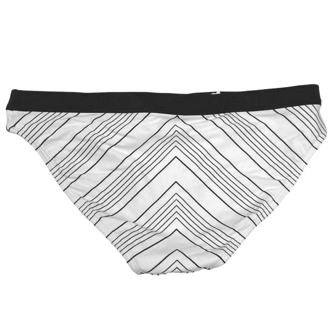 Athleta Chevron Black White Striped Print Bikini Bottom Swimsuit Swimwear Sz S