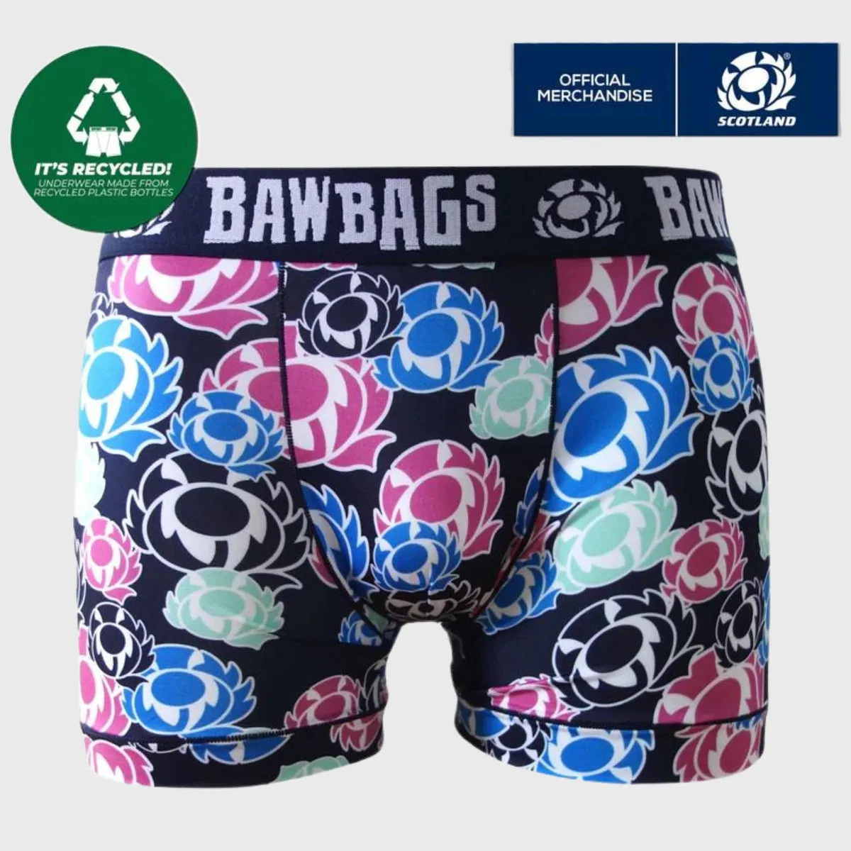 Bawbags Scotland Rugby Cool De Sacs Patch Technical Boxer Shorts