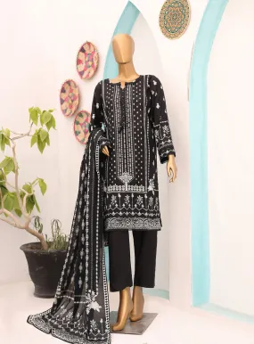 Bin Saeed Black & White Lawn 3 Piece Stitched Suit - BS24BWL BS-02