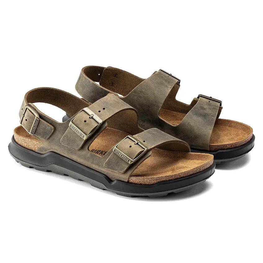 'Birkenstock' Men's Milano Rugged Oiled Leather Sandal - Faded Khaki