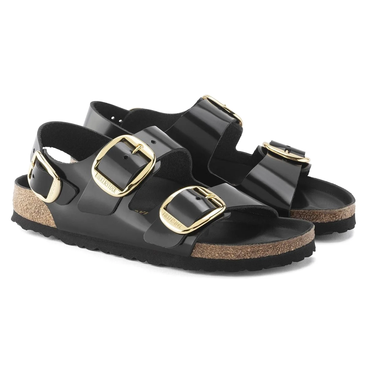 Birkenstock Women's Milano Big Buckle High Shine Black Leather