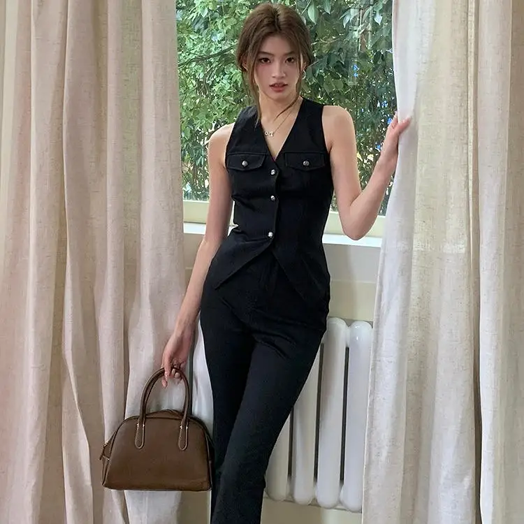 Black Vest Trouser Suit