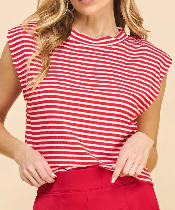 Blossom Stripe Top - Red/White