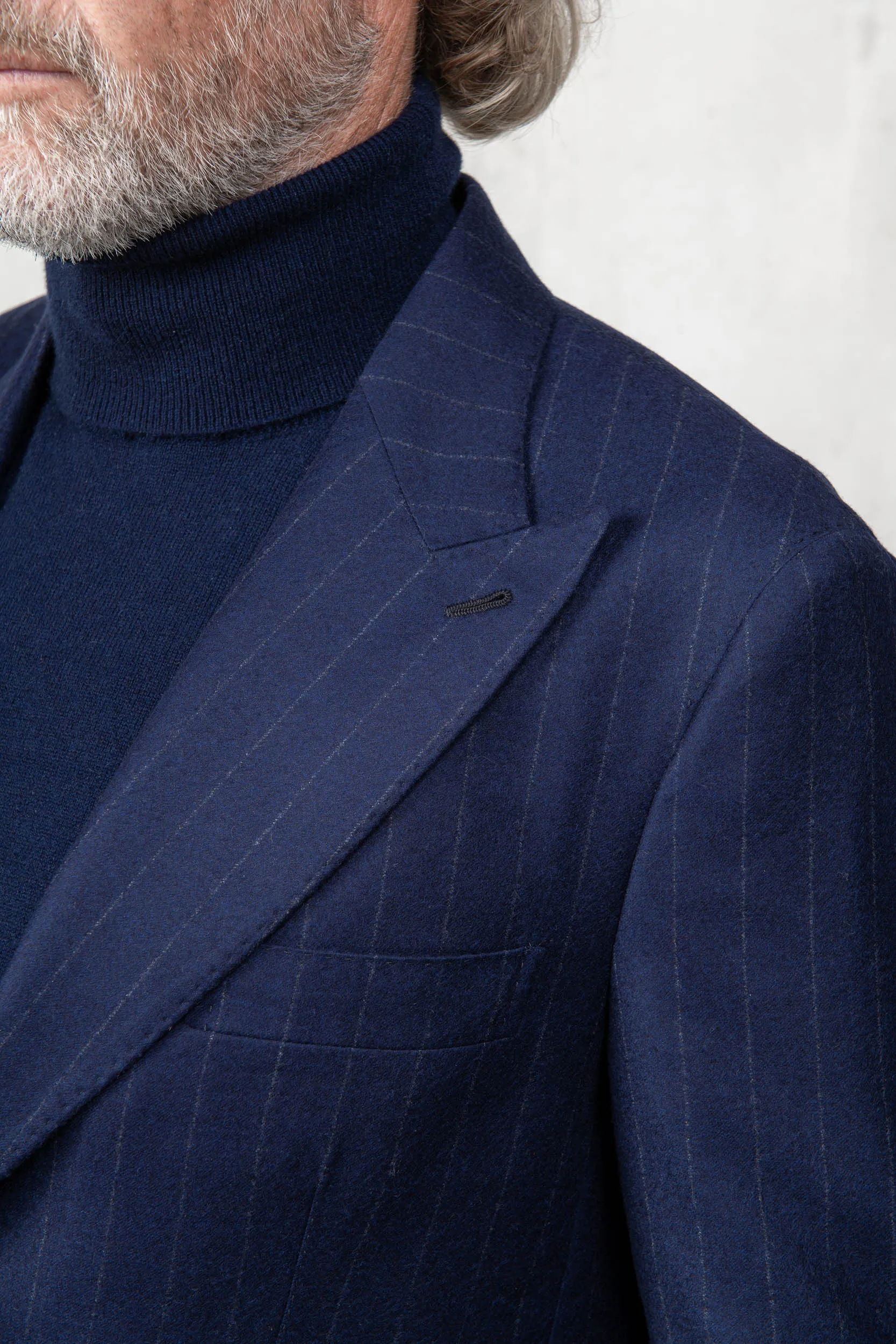 Blue striped flannel suit Soragna Capsule Collection - Made in Italy