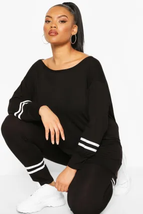 Boat Neck Stripe Detail Loungewear Set