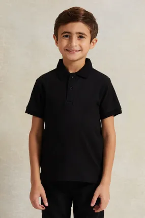 Boys Black Basic Polo Shirt