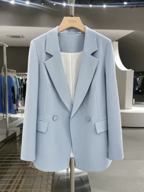 Caribu blue Korean style white autumn suit jacket for women 2024 new fashion trend high-end drape suit trend