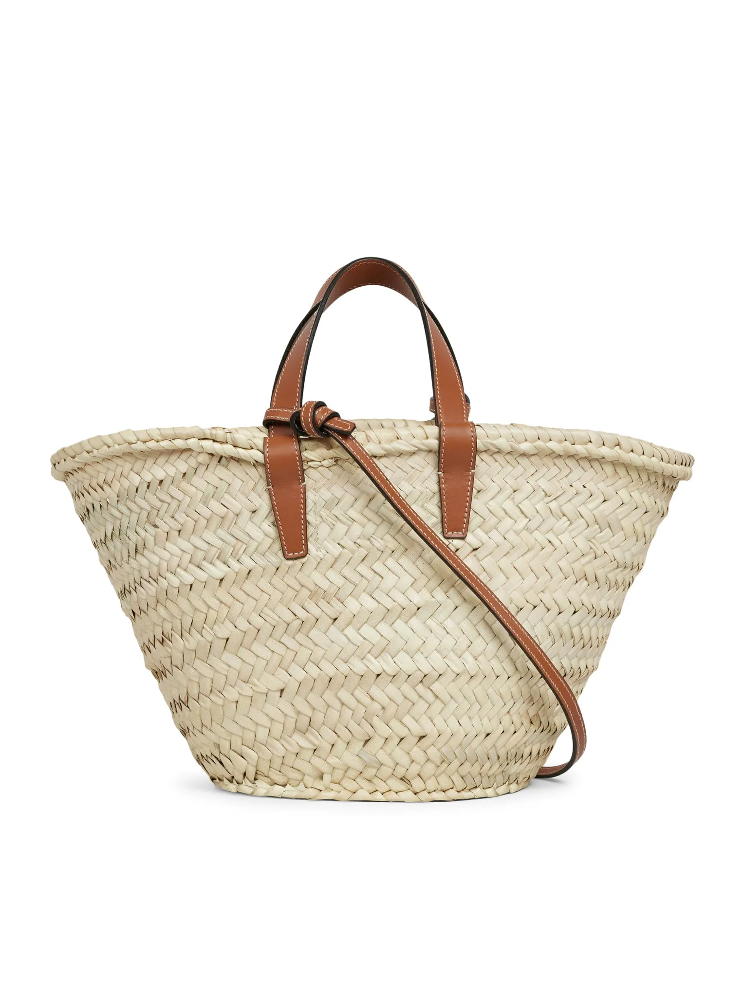 CELINE CLASSIC SMALL PANIER BAG IN PALM LEAVES AND LEATHER CALFSKIN