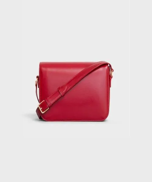 Celine Medium Triomphe Bag In Shiny Calfskin Red