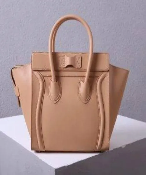 Celine Mini Luggage Handbag Drummed Calfskin Brown