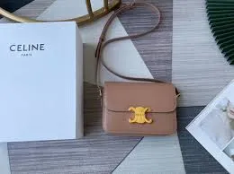 Celine Teen Triomphe Bag In Shiny Calfskin Nude