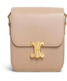 Celine Teen Triomphe Bag In Shiny Calfskin Nude