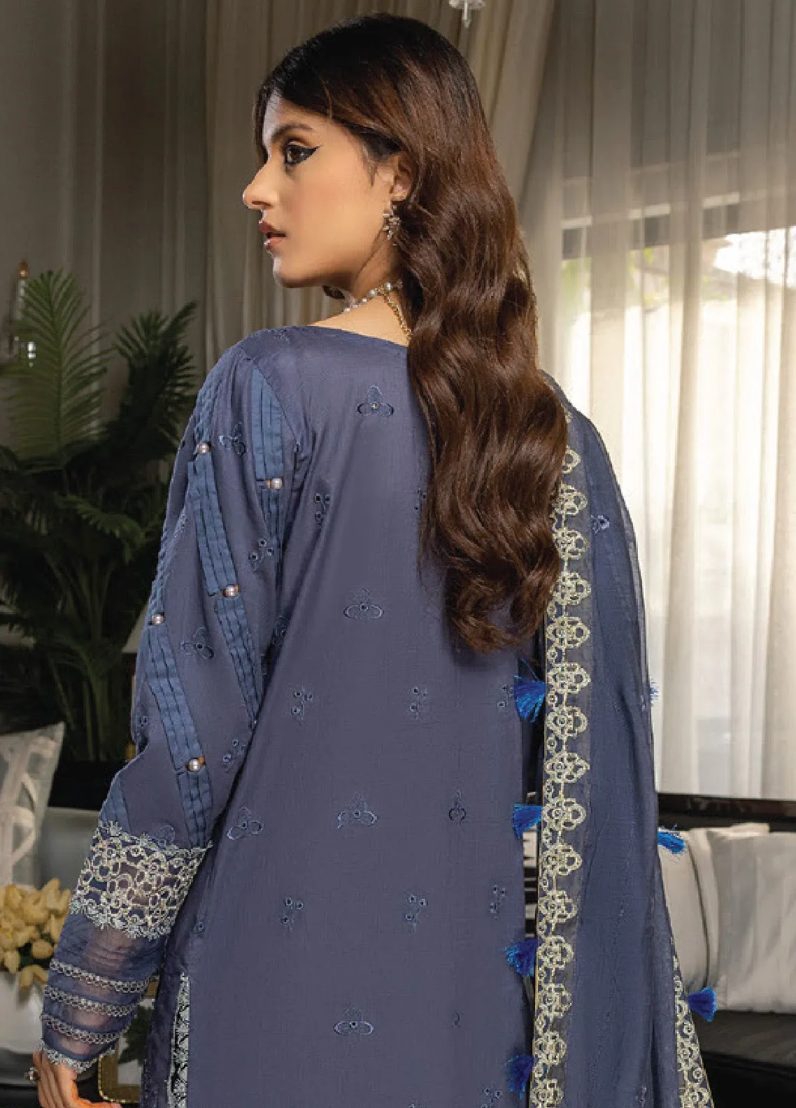 Charlotte By Humdum Embroidered Chikankari Lawn 3 Piece Unstitched Suit HD24CEL-02