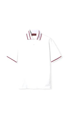 Cotton Piquet Polo Shirt With Web - White