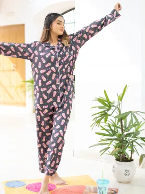 Crunchy Popcorn Night Suit Set For Women