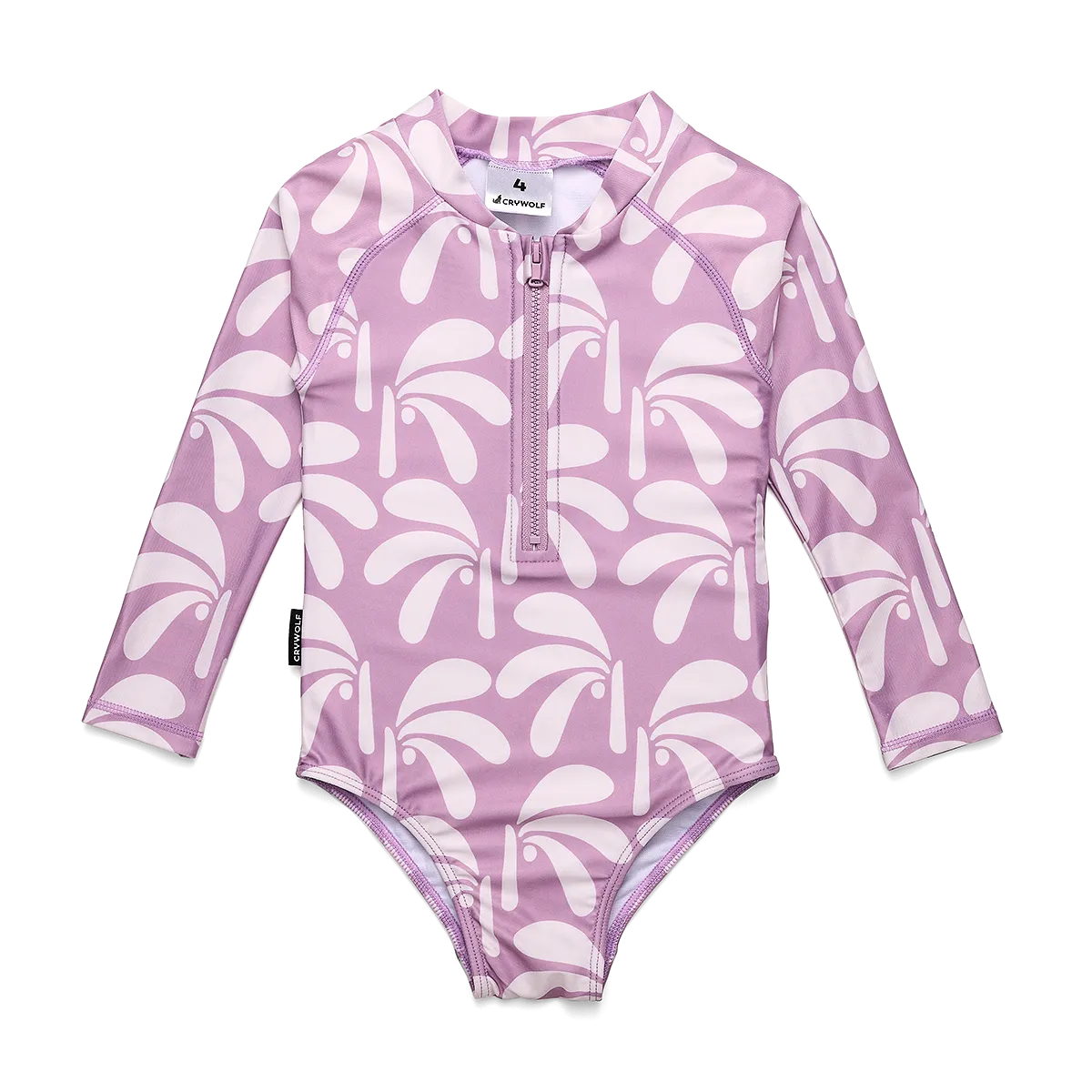 Crywolf Long Sleeve Swimsuit Lilac Palms