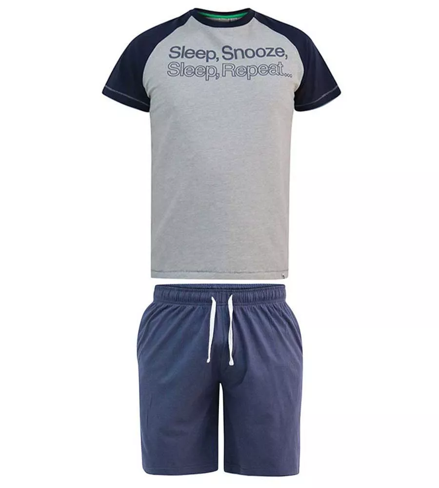 D555 Big Mens Raglan T-Shirt and Shorts Pyjama Loungewear Set (JERVIS 1)