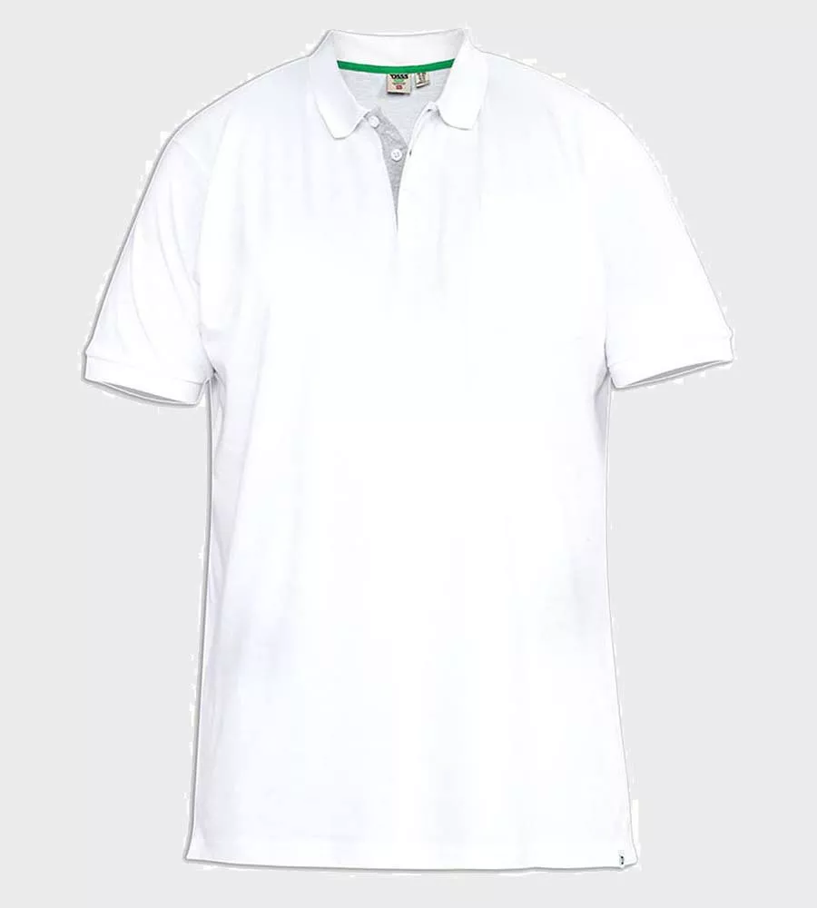 D555 Mens Fully Combed White Pique Polo Shirt With Pocket (GRANT WHITE)