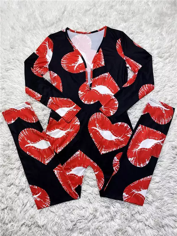 Design long sleeve long pants onesie pajamas adult onesie for women