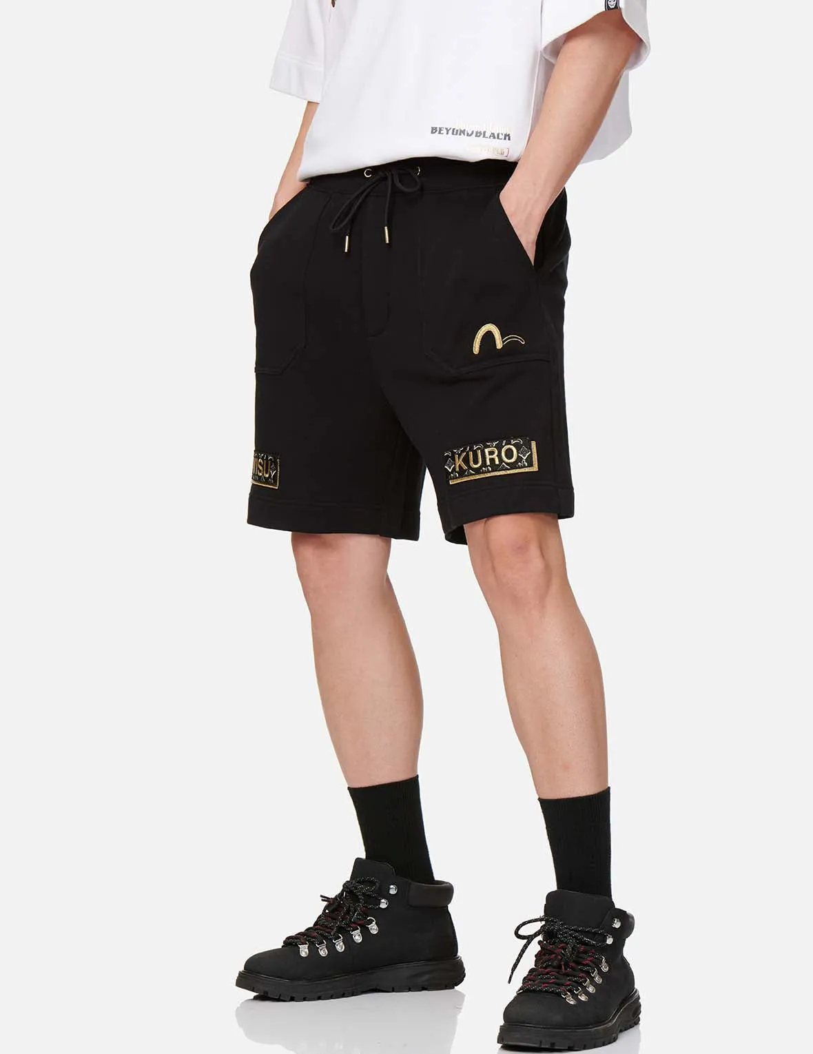 Double Logo Embroidered Badge Shorts