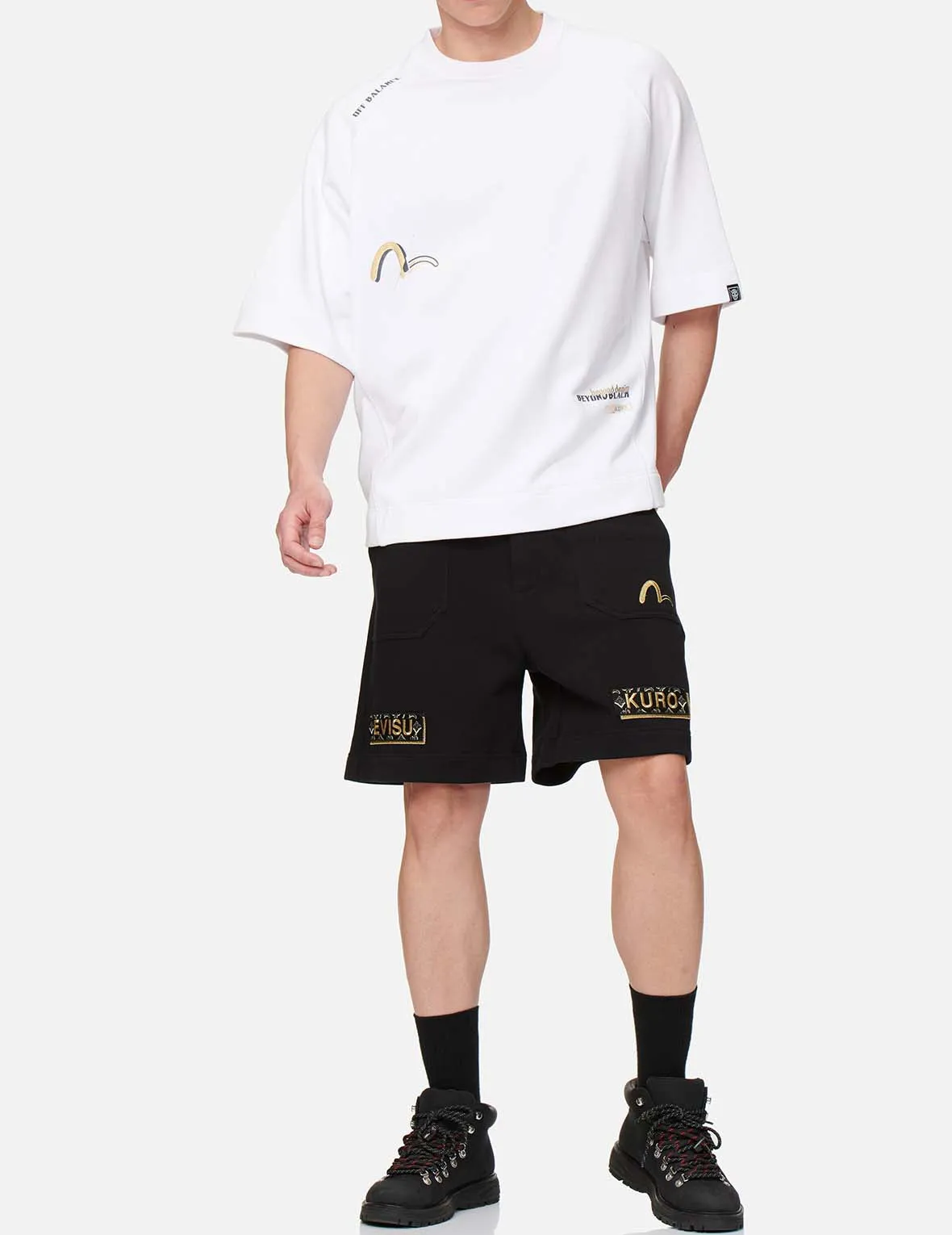 Double Logo Embroidered Badge Shorts