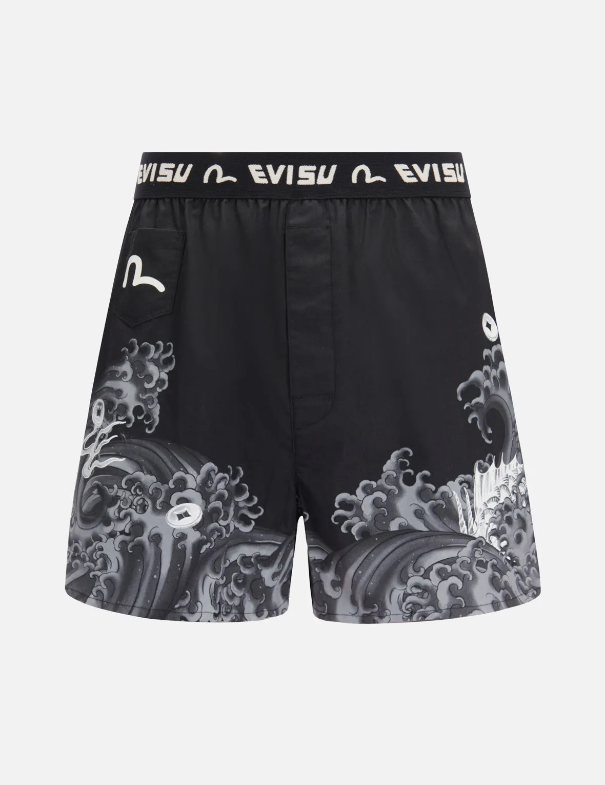 Dragon-Koi Pattern Print Boxer Shorts