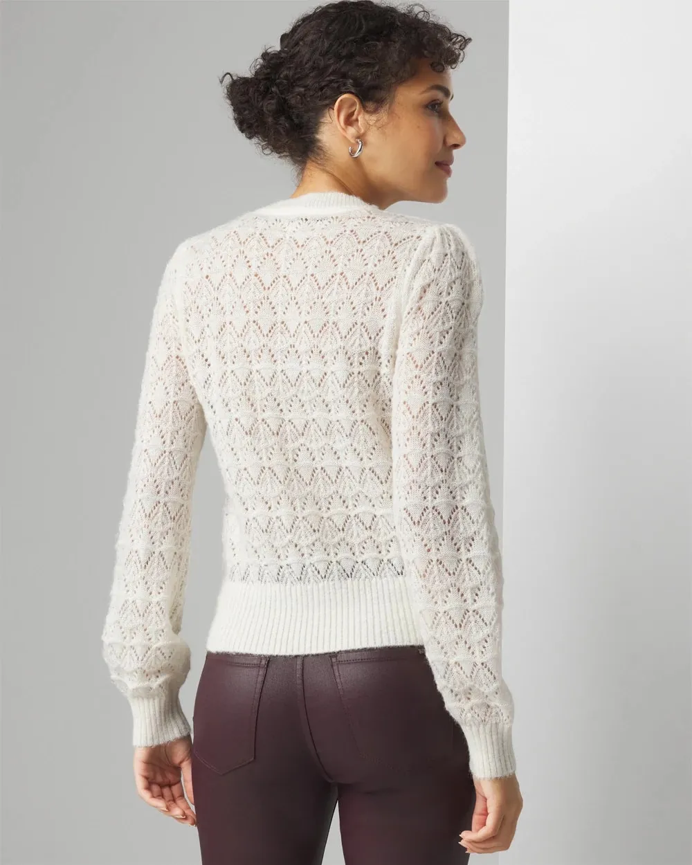 Drama Sleeve Pointelle Sweater