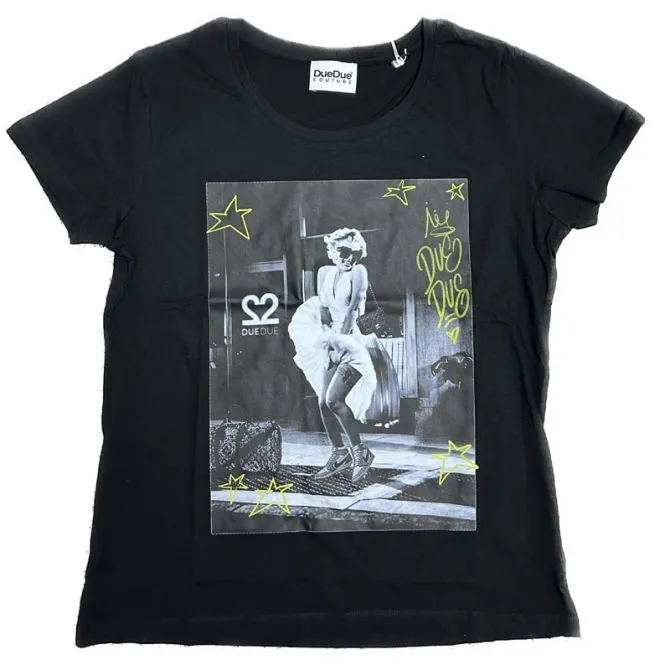 DUEDUE T-SHIRT DONNA MARYLIN MONROE NERO