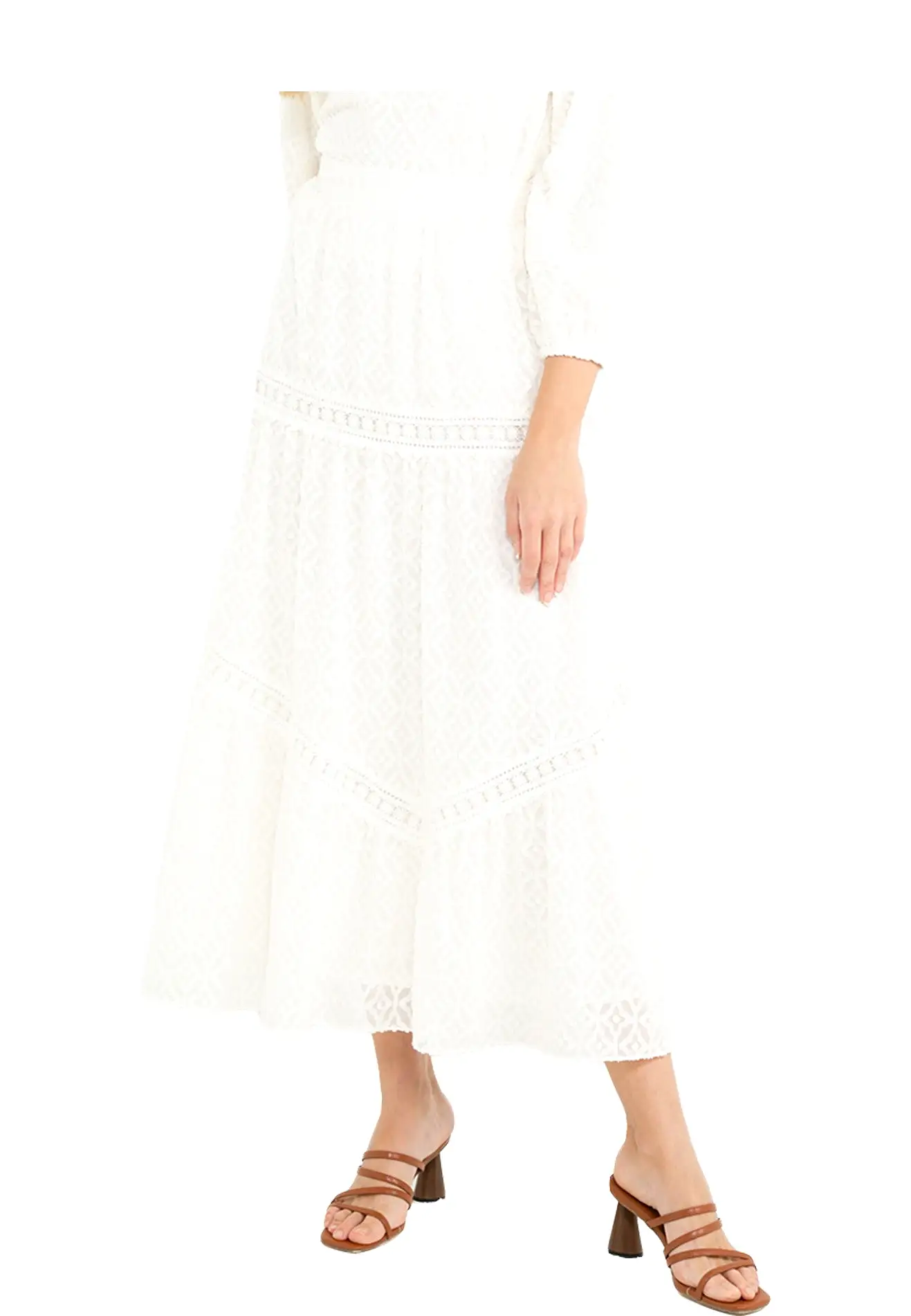 ELLE Apparel Tufted Lace Maxi Skirts