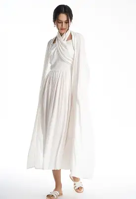 Embroider Striped Open Maxi Abaya