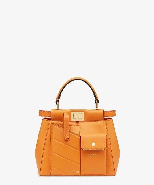 Fendi Peekaboo Iconic Mini Orange Leather Bag