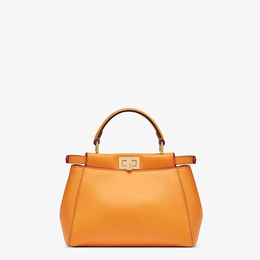 Fendi Peekaboo Iconic Mini Orange Leather Bag